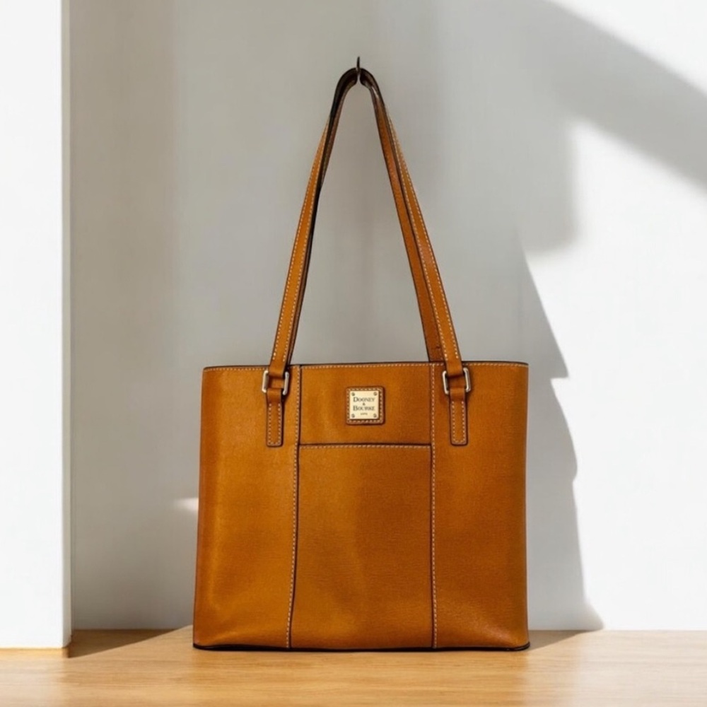 DOONEY & BOURKE COGNAC LEATHER LEXINGTON SHOPPER BAG - Picture 2 of 16